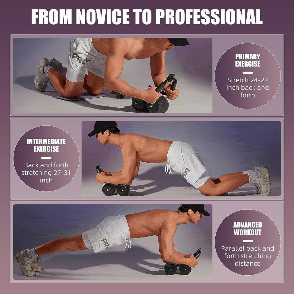 Abdominal Wheel Automatic Rebound Elbow Support Anti-Slip Fitness AB Roller