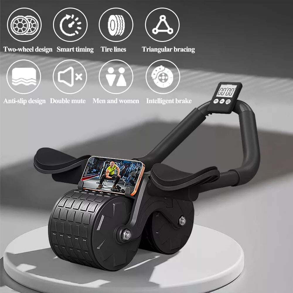 Abdominal Wheel Automatic Rebound Elbow Support Anti-Slip Fitness AB Roller