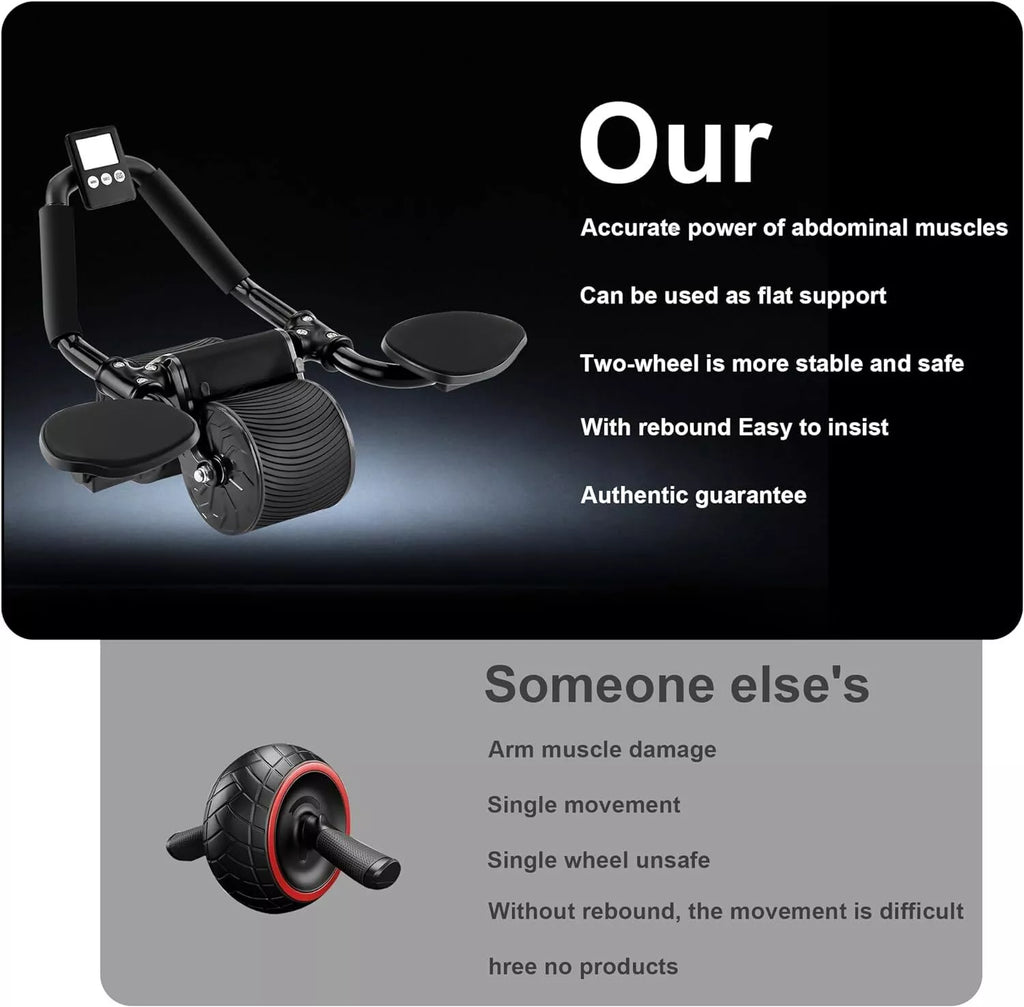 Abdominal Wheel Automatic Rebound Elbow Support Anti-Slip Fitness AB Roller